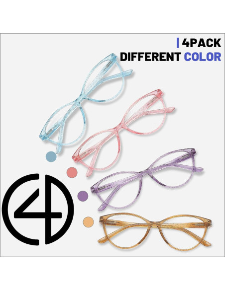 Gafas de Lectura Przene 4 Paquetes Anti Luz Azul 2.25x