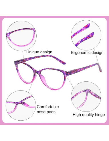 Gafas de Lectura Przene 4 Paquetes Anti Luz Azul 2.5x