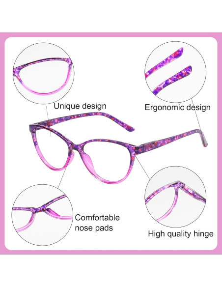 Gafas de Lectura Przene 4 Paquetes Anti Luz Azul 2.5x
