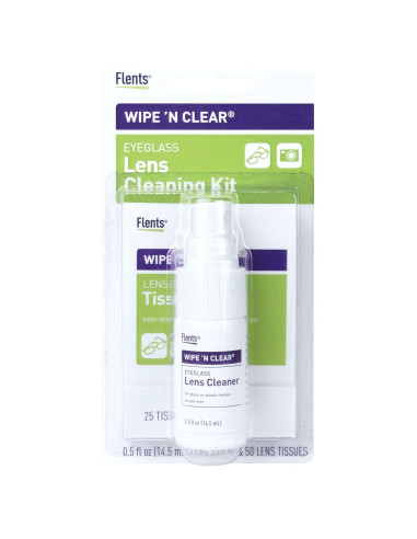 Kit de limpieza de lentes Flents Wipe'N Clear con 50 toallitas
