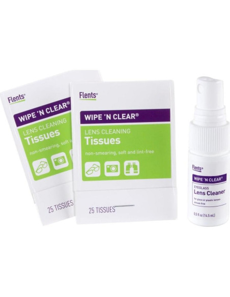 Kit de limpieza de lentes Flents Wipe'N Clear con 50 toallitas