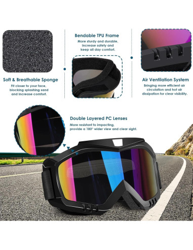 Gafas de Motocicleta OXG UV400 con Bufandas para Adultos