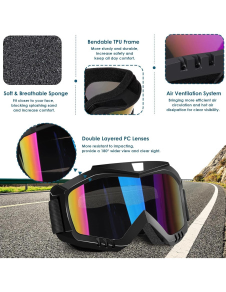Gafas de Motocicleta OXG UV400 con Bufandas para Adultos