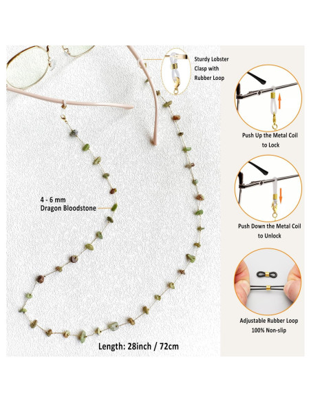 Cadena de Gafas para Mujeres Soporte de Cristal Natural