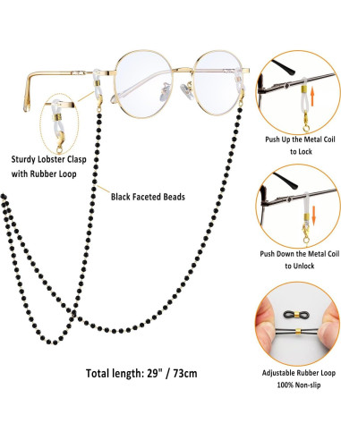 Cadena de Gafas para Mujeres Soporte de Cristal Natural