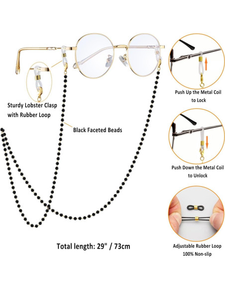 Cadena de Gafas para Mujeres Soporte de Cristal Natural