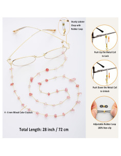 Cadena de Gafas para Mujeres Soporte de Cristal Rosa 71 cm 2