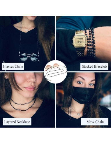 Cadena de Gafas para Mujeres Soporte de Cristal Natural