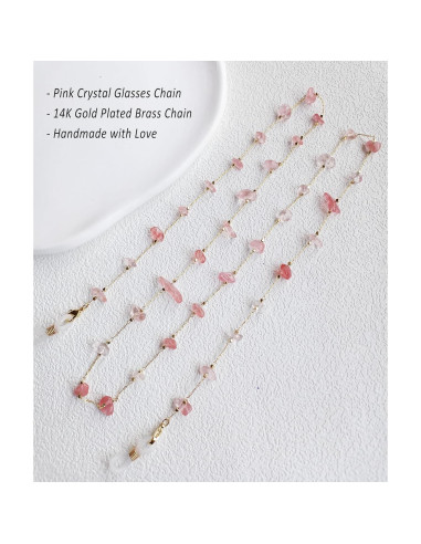 Cadena de Gafas para Mujeres Soporte de Cristal Rosa 71 cm