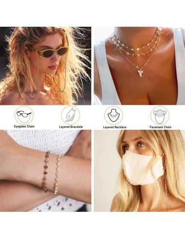 Cadena de Gafas para Mujeres Soporte de Cristal Rosa 71 cm