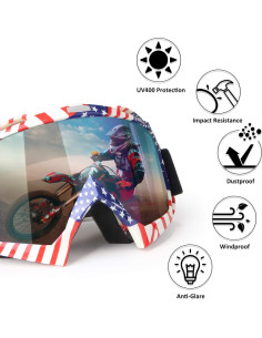 Gafas de motocross 4-FQ G28 Rojo/Blanco a prueba de viento 2