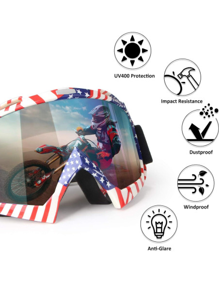 Gafas de motocross 4-FQ G28 Rojo/Blanco a prueba de viento