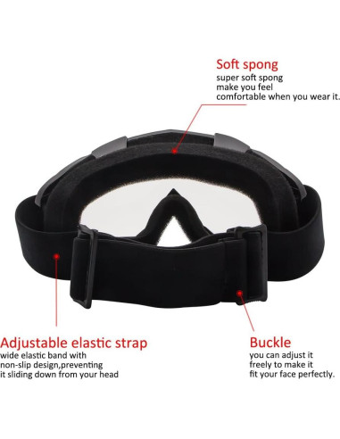 Gafas de Motocross 4-FQ HB-306 Marco Negro Lente Clara