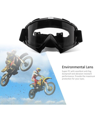 Gafas de Motocross 4-FQ HB-306 Marco Negro Lente Clara