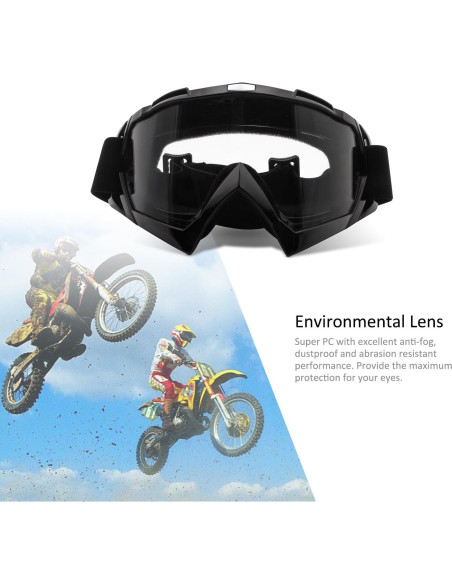 Gafas de Motocross 4-FQ HB-306 Marco Negro Lente Clara