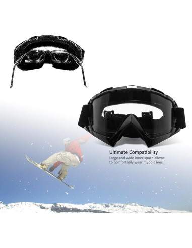 Gafas de Motocross 4-FQ HB-306 Marco Negro Lente Clara