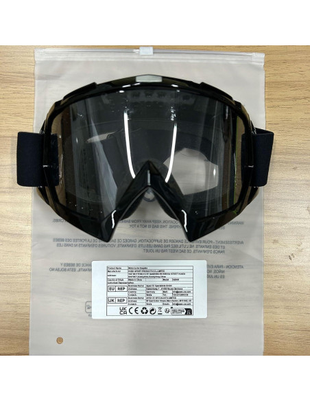 Gafas de Motocross 4-FQ HB-306 Marco Negro Lente Clara