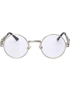 Gafas de sol redondas Steampunk Metal UV400 Plata 2