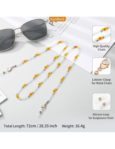 Cadena de Gafas Humlbird Amarilla para Mujeres 74 cm