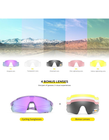 Gafas de Ciclismo Hubo Sports 5 Lentes Polarizadas Unisex