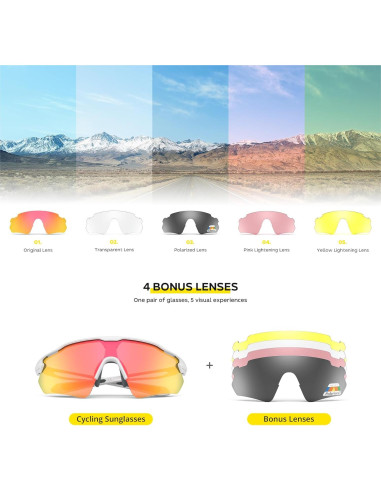 Gafas de Ciclismo Hubo Sports 5 Lentes Polarizadas Unisex
