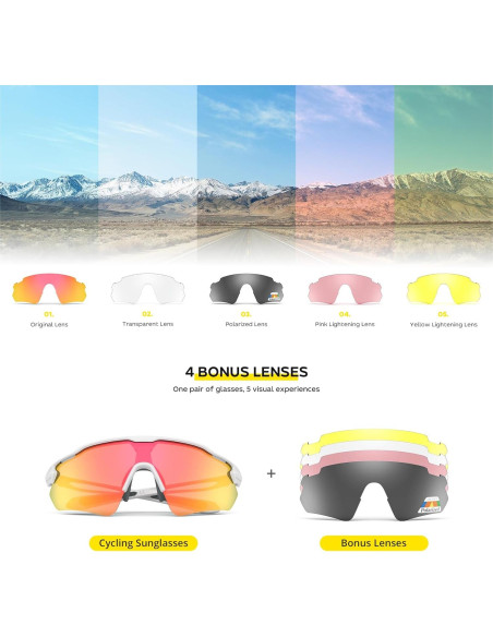 Gafas de Ciclismo Hubo Sports 5 Lentes Polarizadas Unisex
