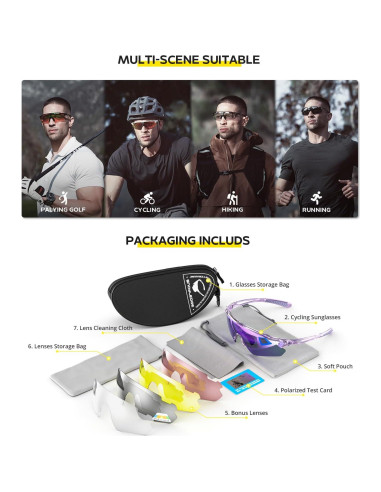 Gafas de Ciclismo Hubo Sports 5 Lentes Polarizadas Unisex