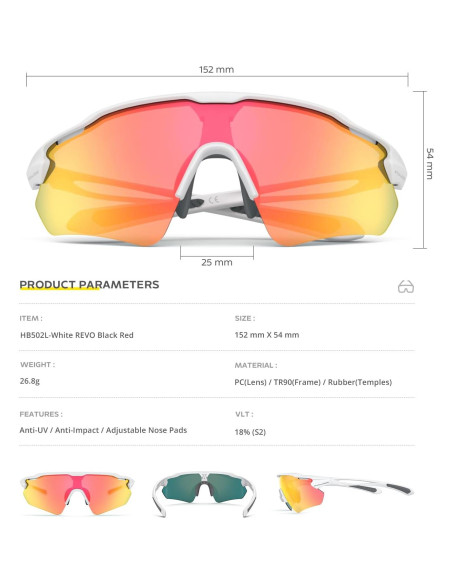 Gafas de Ciclismo Hubo Sports 5 Lentes Polarizadas Unisex