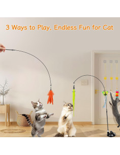 Juguete Interactivo para Gatos Sunshinetop con Ventosa y Plumas 2