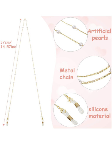 Cadenas para Gafas Weewooday 12 Piezas con Perlas Elegantes