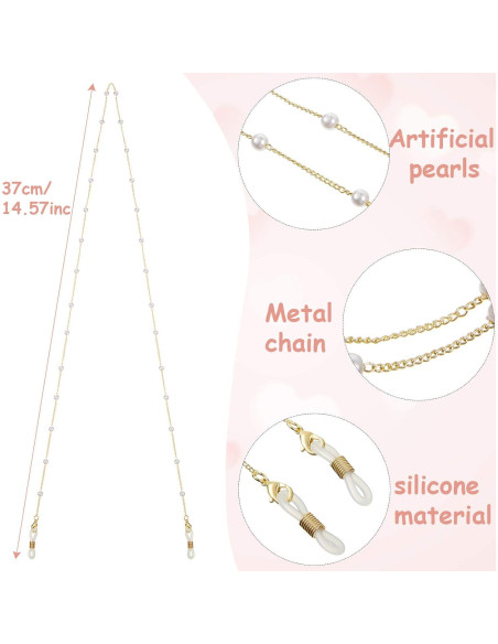 Cadenas para Gafas Weewooday 12 Piezas con Perlas Elegantes