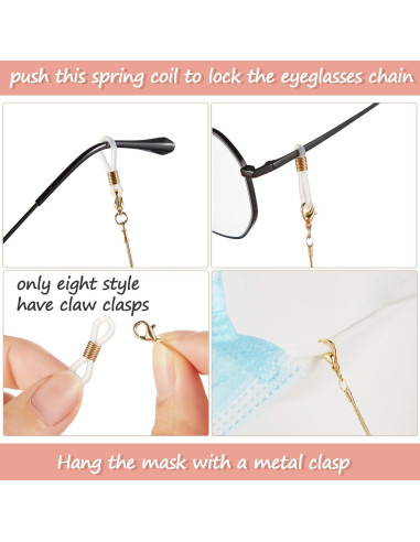 Cadenas para Gafas Weewooday 12 Piezas con Perlas Elegantes