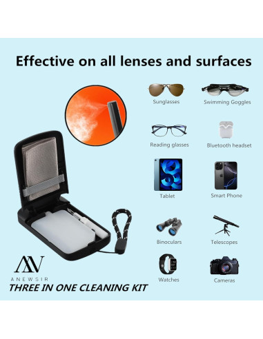 Limpiador de gafas ANEWSIR Kit portátil con spray y paños