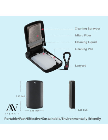 Limpiador de gafas ANEWSIR Kit portátil con spray y paños