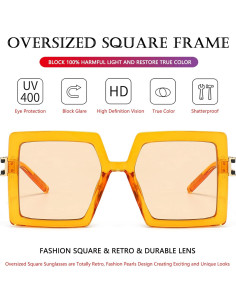 Gafas de Sol AIEYEZO Cuadradas Oversized UV400 Naranja 2