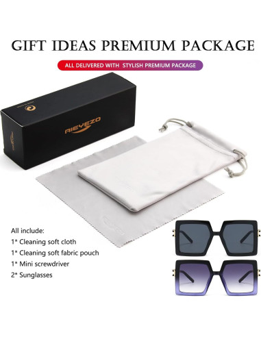 Gafas de Sol AIEYEZO Cuadradas Oversized UV400 para Mujeres
