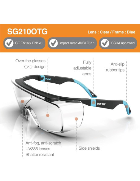 Gafas de Seguridad DEX FIT SG210 OTG Antiniebla UV385