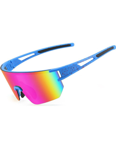 Gafas de Ciclismo WANWAN UV400 Marco Azul Rojo Lente Púrpura