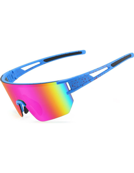 Gafas de Ciclismo WANWAN UV400 Marco Azul Rojo Lente Púrpura