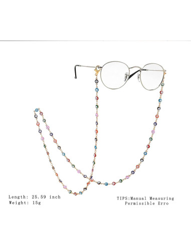 Cadena para Gafas Elegante 2 Pcs Oro y Perlas 70 cm