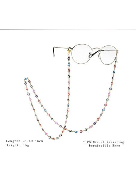 Cadena para Gafas Elegante 2 Pcs Oro y Perlas 70 cm