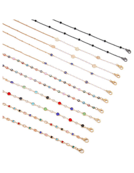 Cadena para Gafas Elegante 2 Pcs Oro y Perlas 70 cm