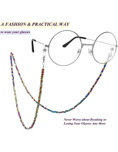 Cadena de Gafas KAI Colorida 70cm con Cuentas de Vidrio
