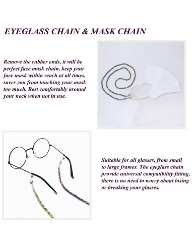 Cadena de Gafas KAI Colorida 70cm con Cuentas de Vidrio