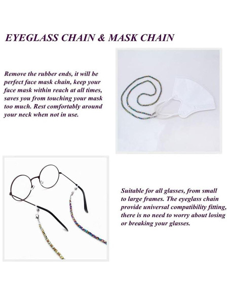 Cadena de Gafas KAI Colorida 70cm con Cuentas de Vidrio