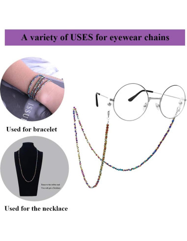 Cadena de Gafas KAI Colorida 70cm con Cuentas de Vidrio