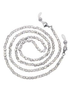 Cadena de Gafas KAI 70cm Cuentas de Vidrio Plateadas