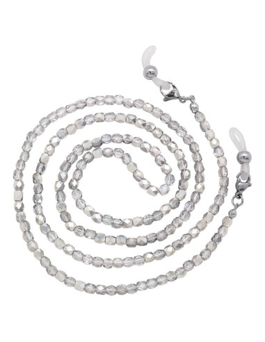 Cadena de Gafas KAI 70cm Cuentas de Vidrio Plateadas