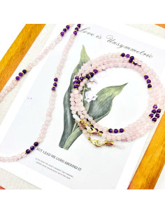 Cadena de Gafas de Cuentas Premium - 69.85 cm - Rosa Ametista 2