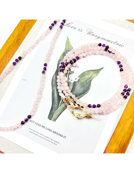 Cadena de Gafas de Cuentas Premium - 69.85 cm - Rosa Ametista